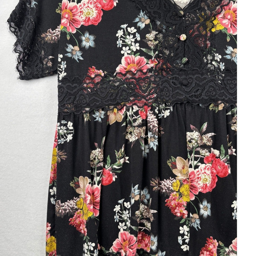 Torrid Babydoll Top Womens 0X Floral Lace V Neck Super Soft Boho